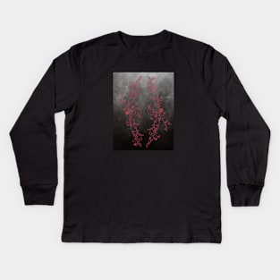 Red black flower design Kids Long Sleeve T-Shirt